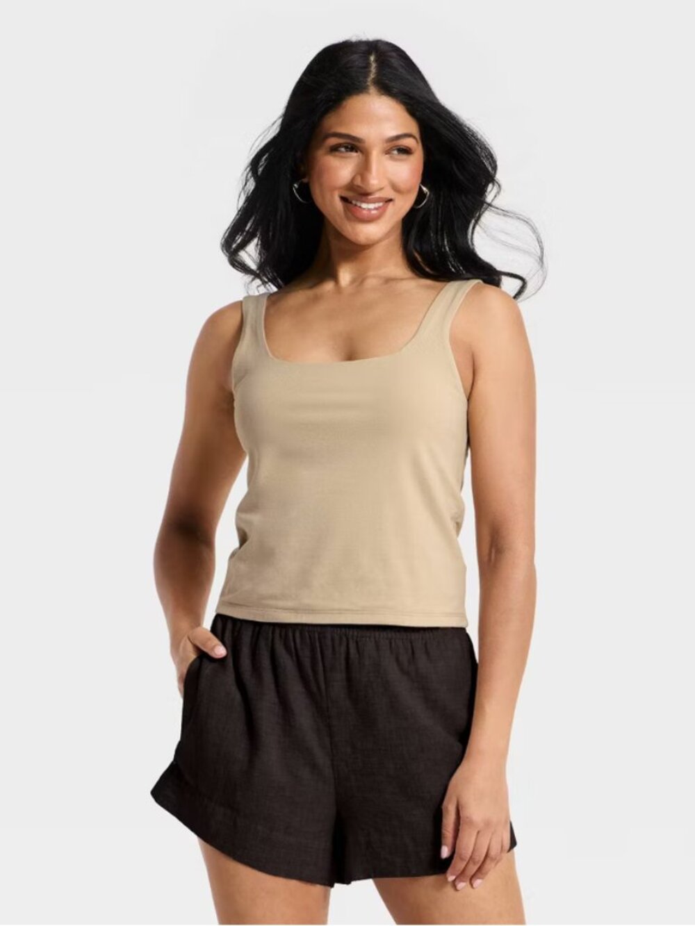 Women's Sculpt Square Tank Top - A New Day Beige M